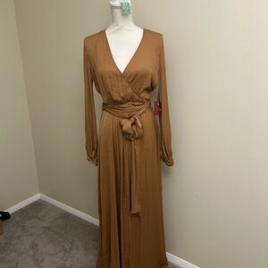 Forever 21 Golden Wrap Gown with Bishop Sleeves